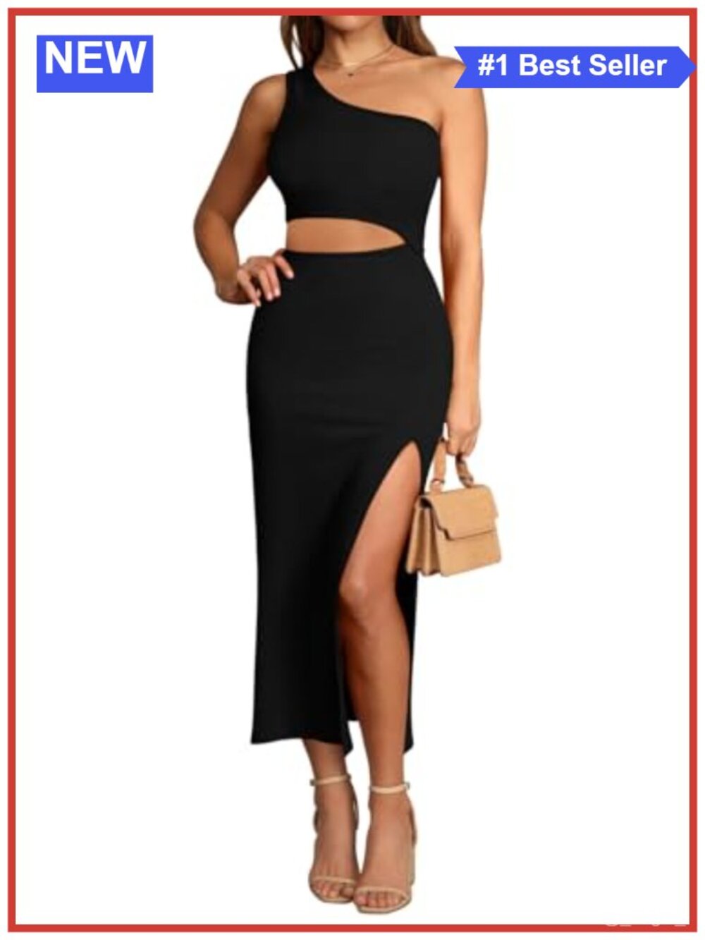 One Shoulder Sleeveless Cutout Side Slit Bodycon Maxi Dress